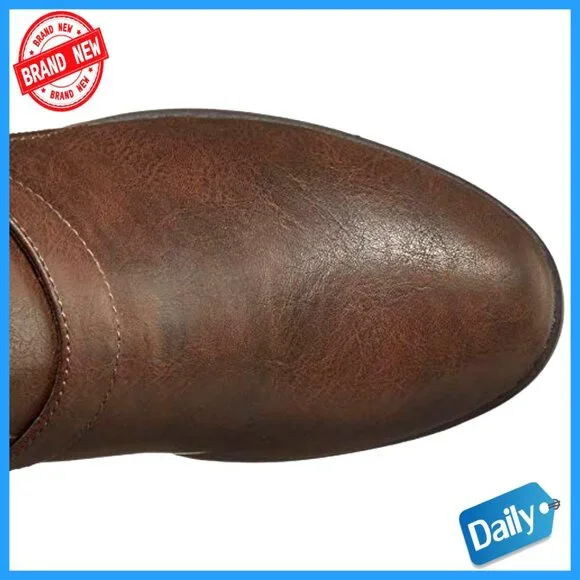 Women's Block Heel Boots with Strap Detailing, Wide Calf Fit, Zipper - Picture 5 of 7